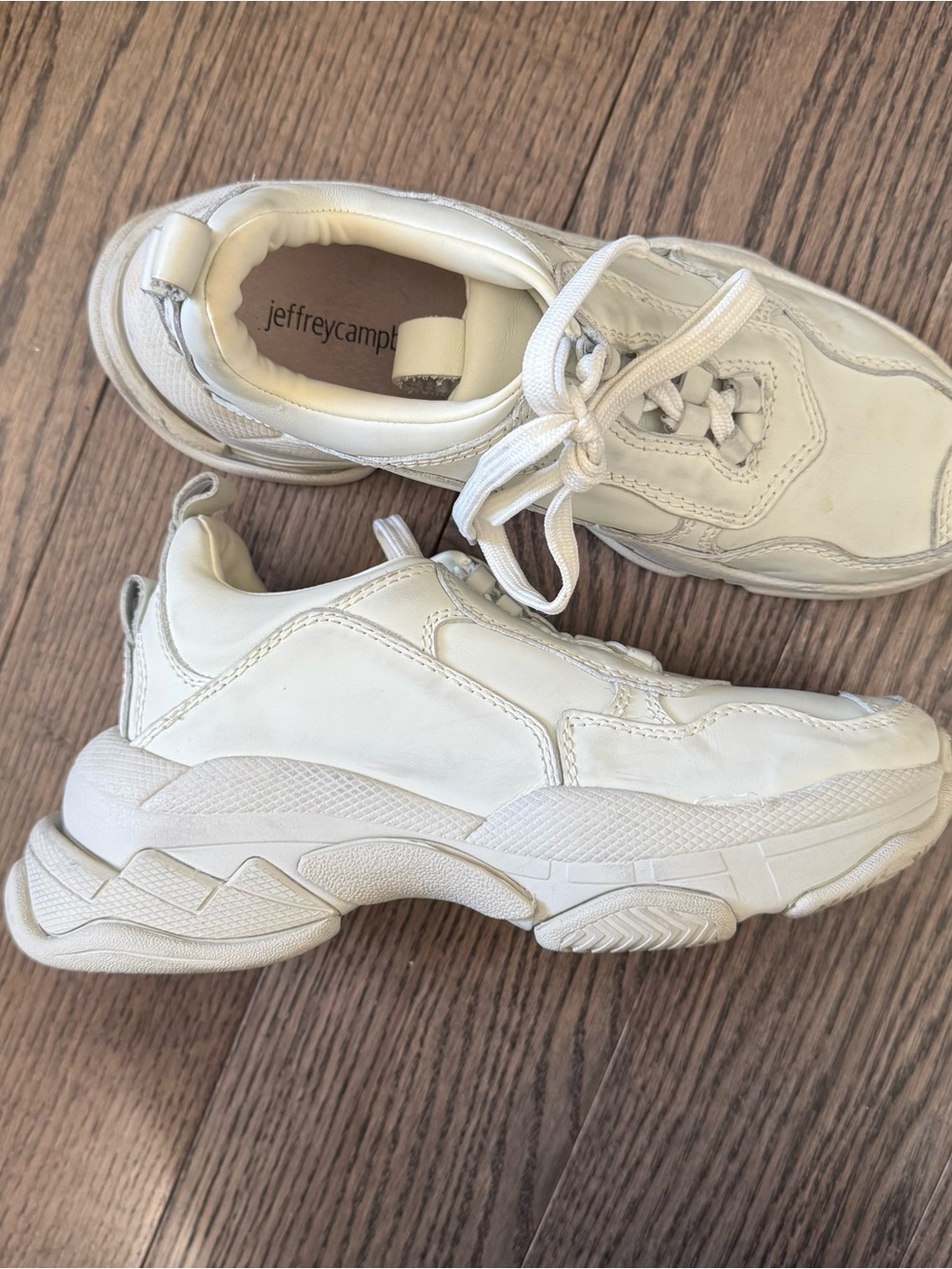 Jeffrey Campbell Lo-Fi Chunky White Leather Sneakers